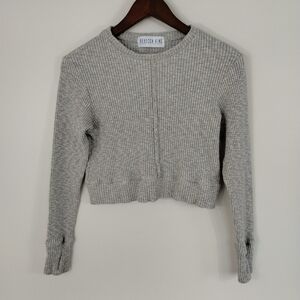 Rebecca King Cropped Top Medium Ribbed Long Sleeve Crew Neck Sweater